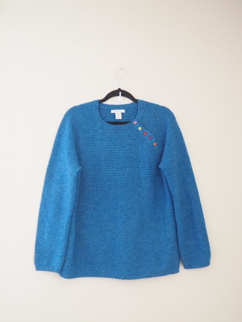 Tabitha Webb Blue Button Shoulder Sweater sz XL - Picture 2 of 8